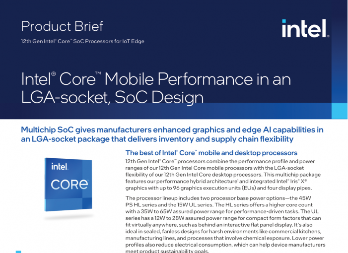 英特爾為物聯(lián)網(wǎng)邊緣計(jì)算市場(chǎng)推出插槽式12代酷睿SoC解決方案 英特爾為物聯(lián)網(wǎng)邊緣計(jì)算市場(chǎng)推出插槽式12代酷睿SoC解決方案